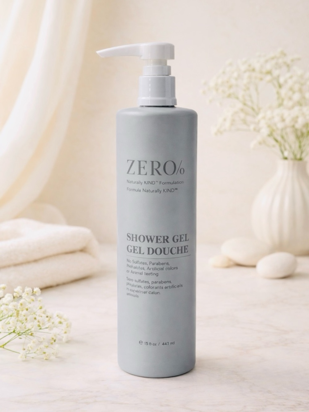 ZERO% Shower Gel 15oz | Luxury Hotel Spa Shower Gel | Sulfate-Free